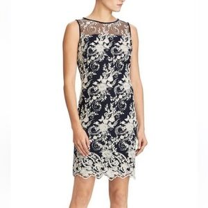 Lauren Ralph Lauren | Navy & Gold Metallic Embroidery Shift cocktail Dress
